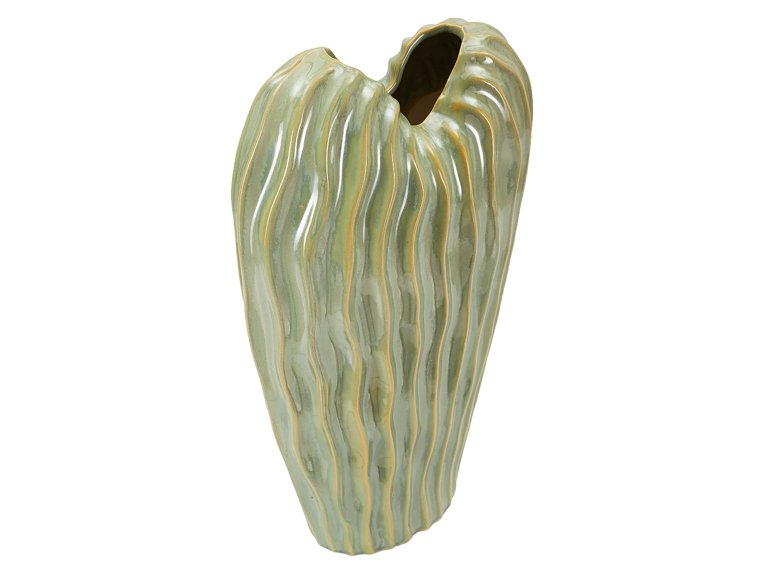 Vaso Batesiro, Finitura Effetto Materico, Verde, Colore Struttura Beige