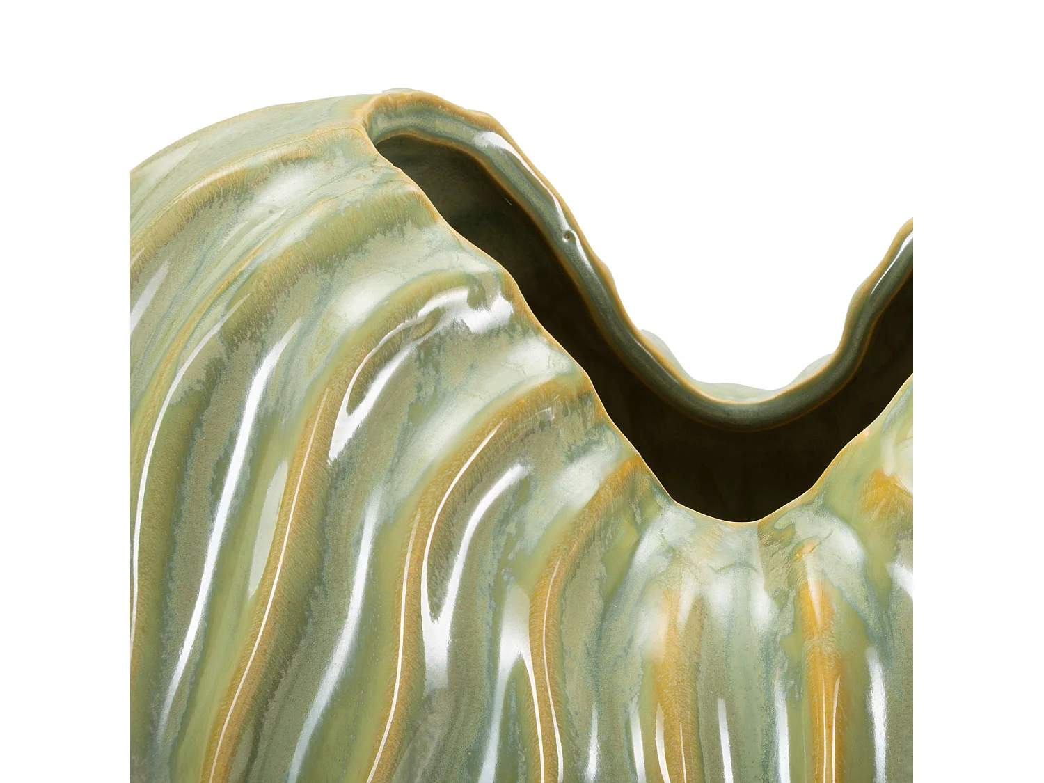 Vaso Batesiro, Finitura Effetto Materico, Verde, Colore Struttura Beige