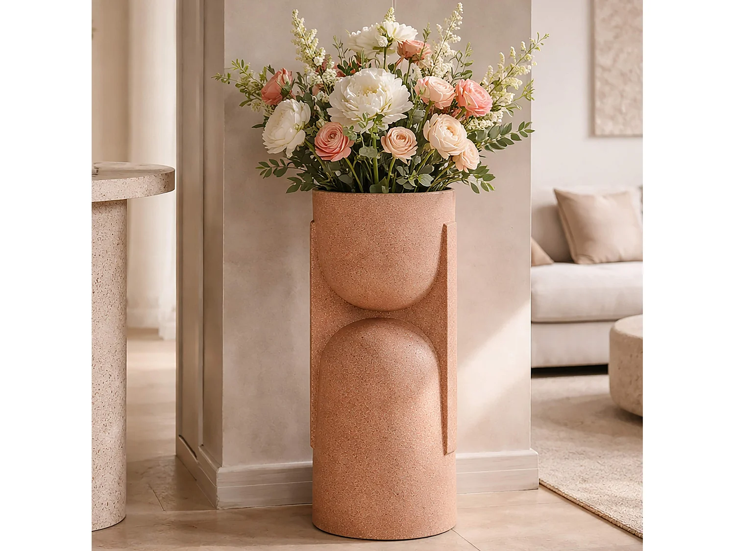 Vase Fatone, Finition Géométrique, Rose,