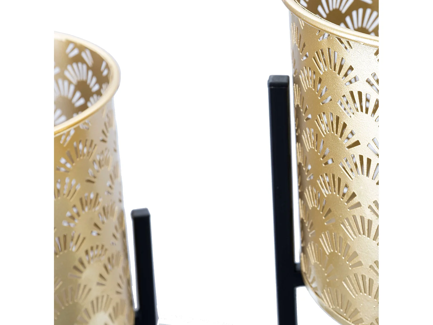 Vaso Timna, set 2 Vasi, Portavasi Rimovibili, oro, Colore Struttura Nero, Diametro Vaso Grande: 20, Vaso Piccolo: 17 cm