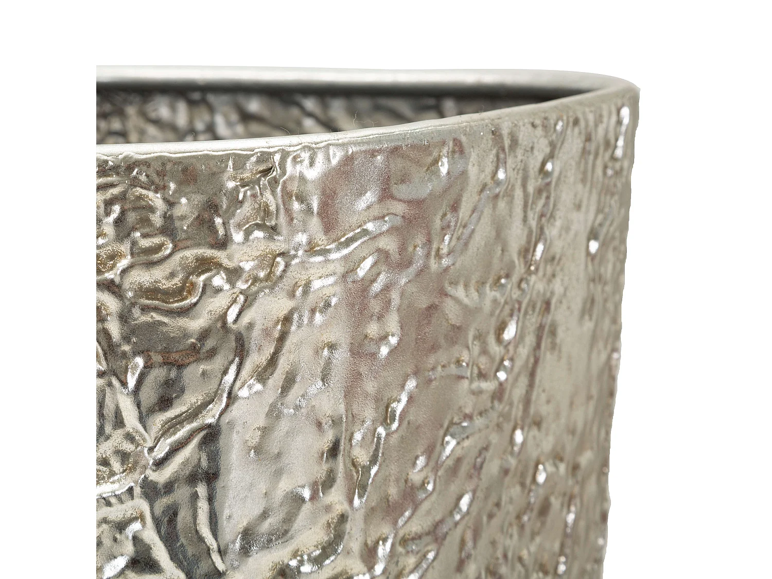 Set de 2 vases Barale, finition effet matière, argent,
