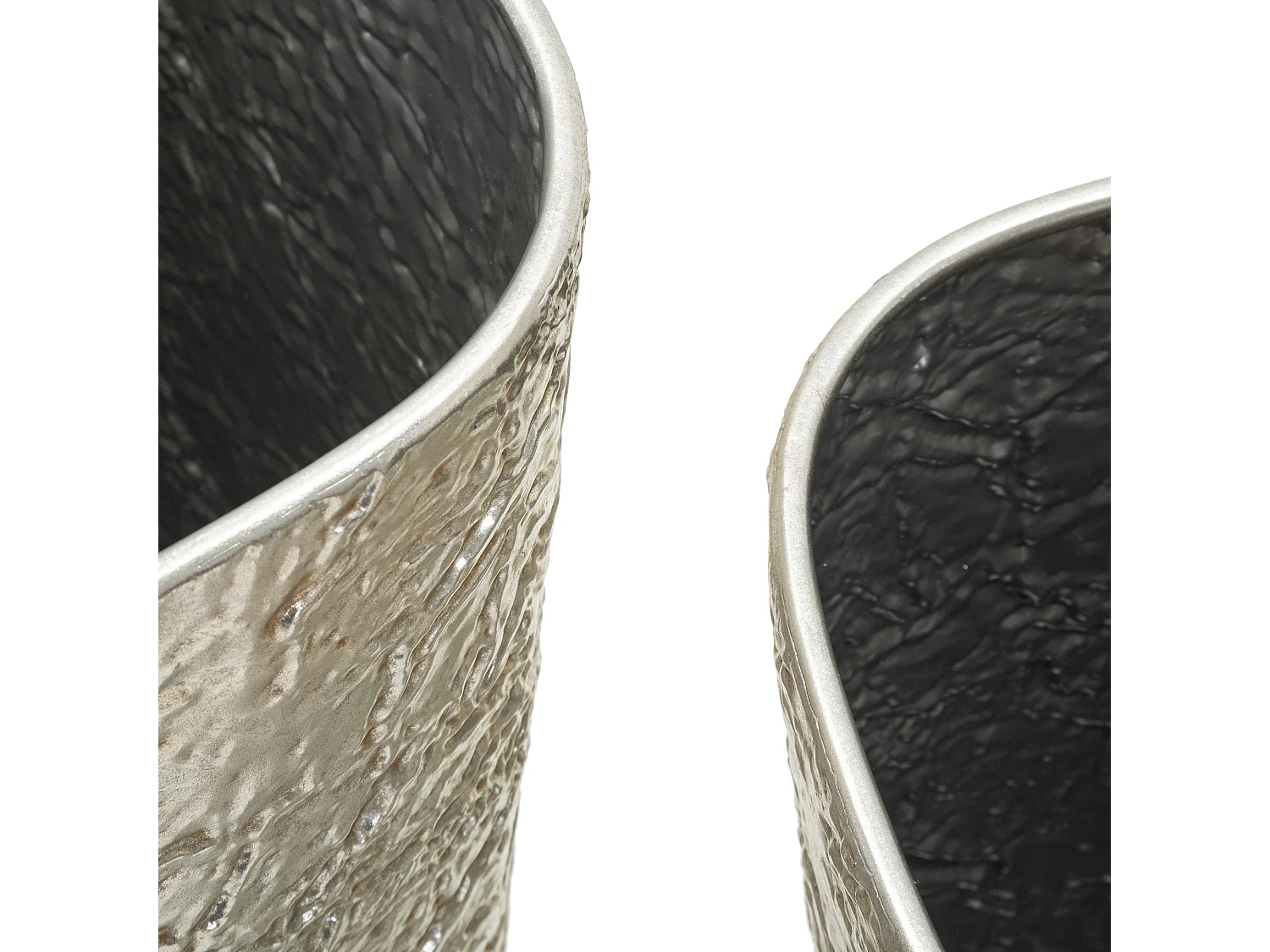 Set de 2 vases Barale, finition effet matière, argent,
