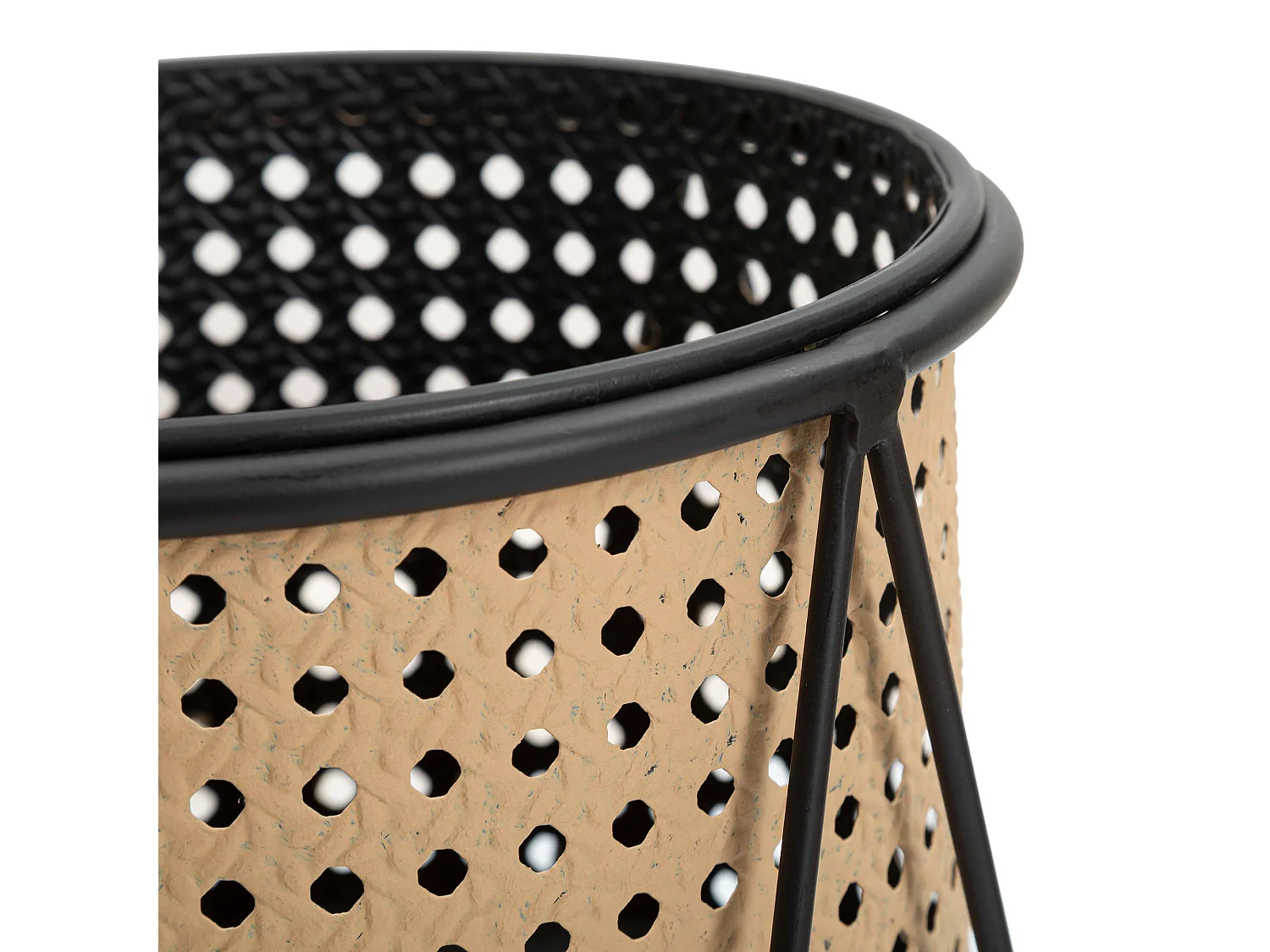 Vase Sisimi, set de 2 vases, pots amovibles, blanc crème, structure noire, diamètre grand vase : 20, petit vase : 18 cm