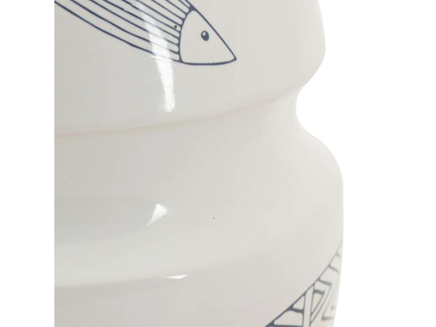 Vase Aurel, Motifs avec Poissons, Blanc, Structure bleue, Diamètre 6 cm