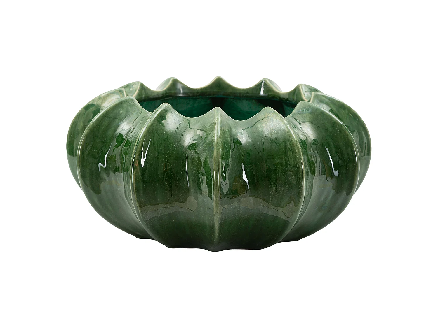 Vase Aysgar, Motif Cactus, Vert, Diamètre 19 cm