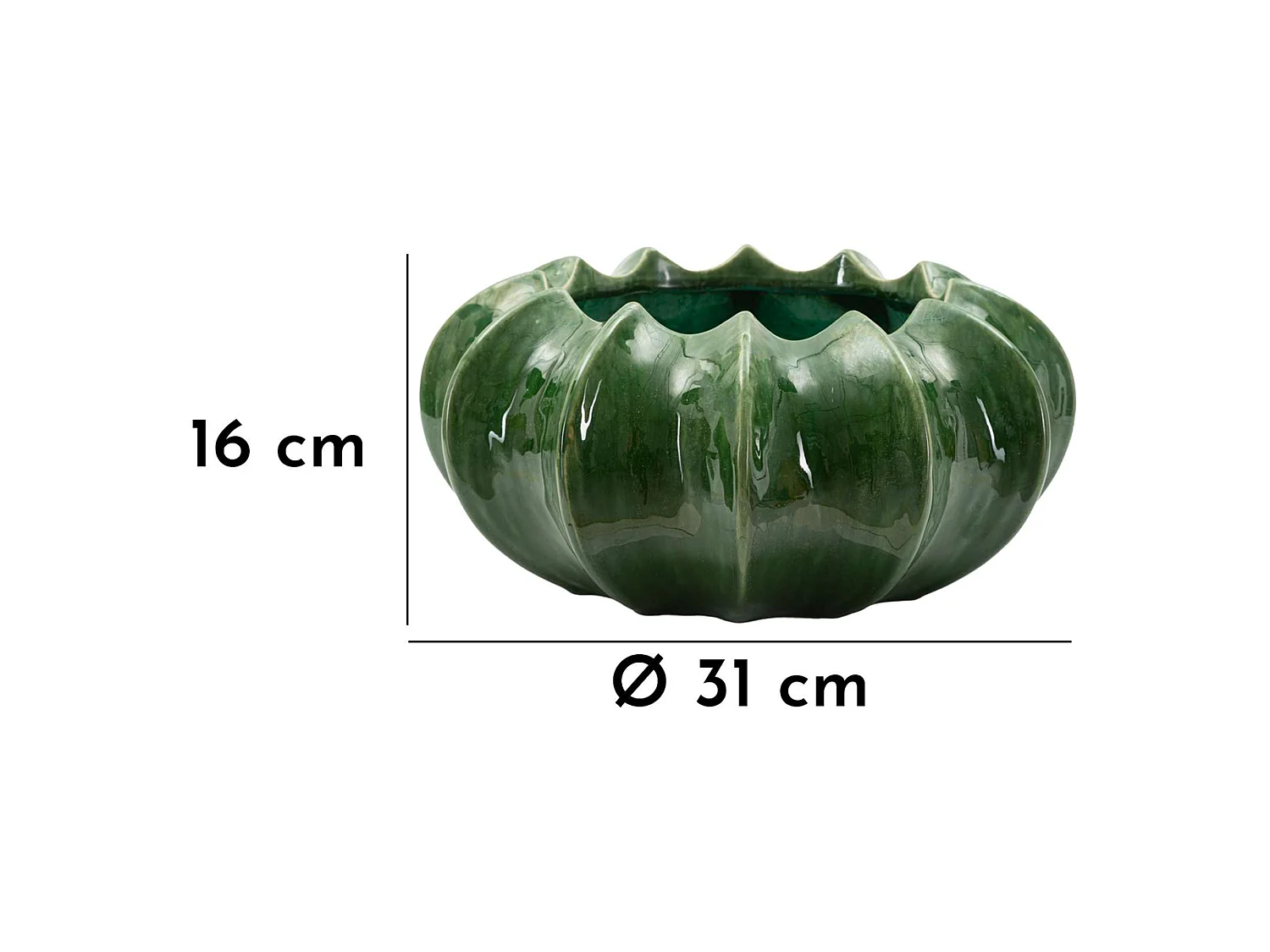 Vase Aysgar, Motif Cactus, Vert, Diamètre 19 cm