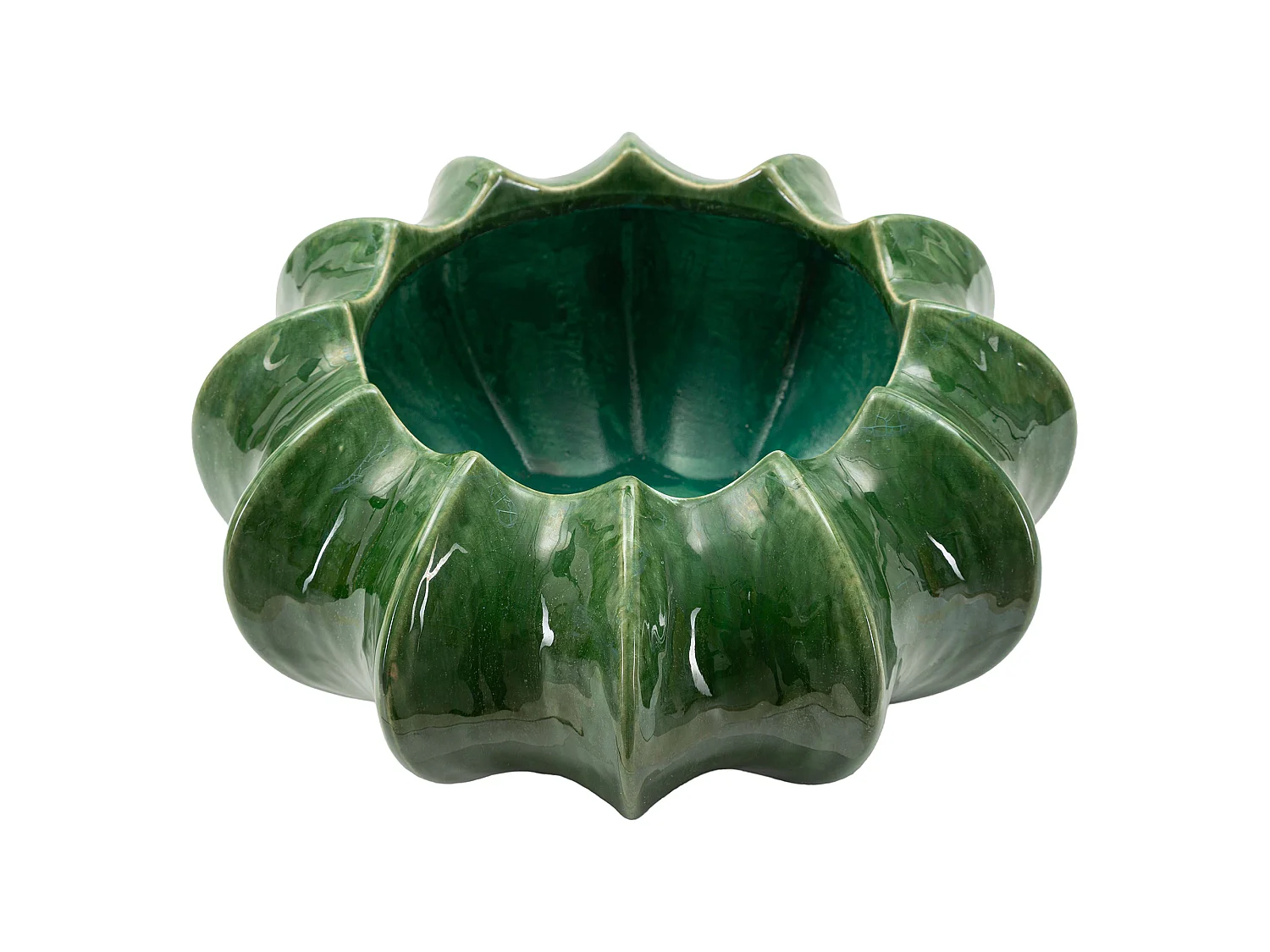 Vase Aysgar, Motif Cactus, Vert, Diamètre 19 cm
