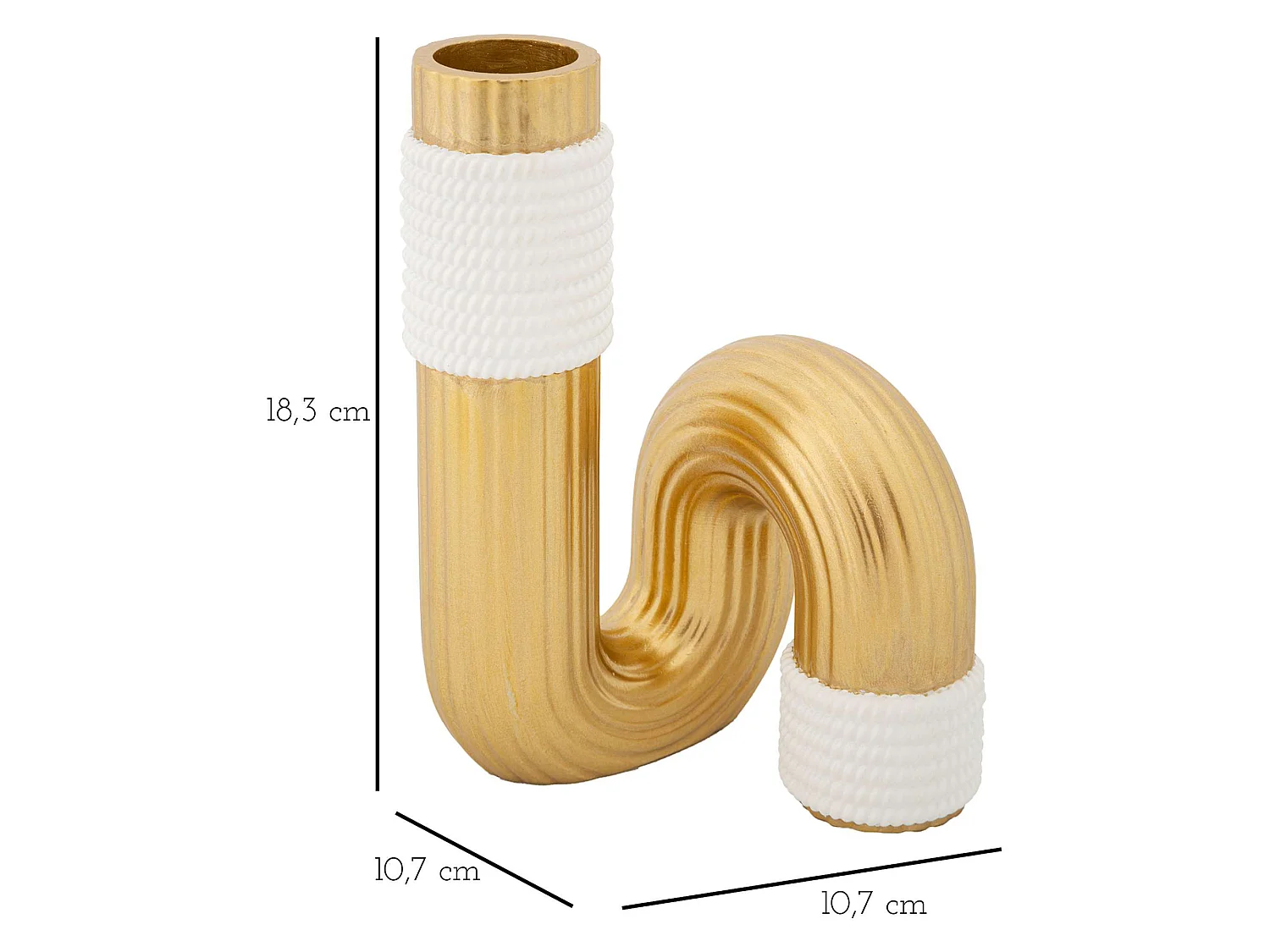 Vaso Teren, Colore Struttura Bianco, oro, Materiale Struttura in Tessuto