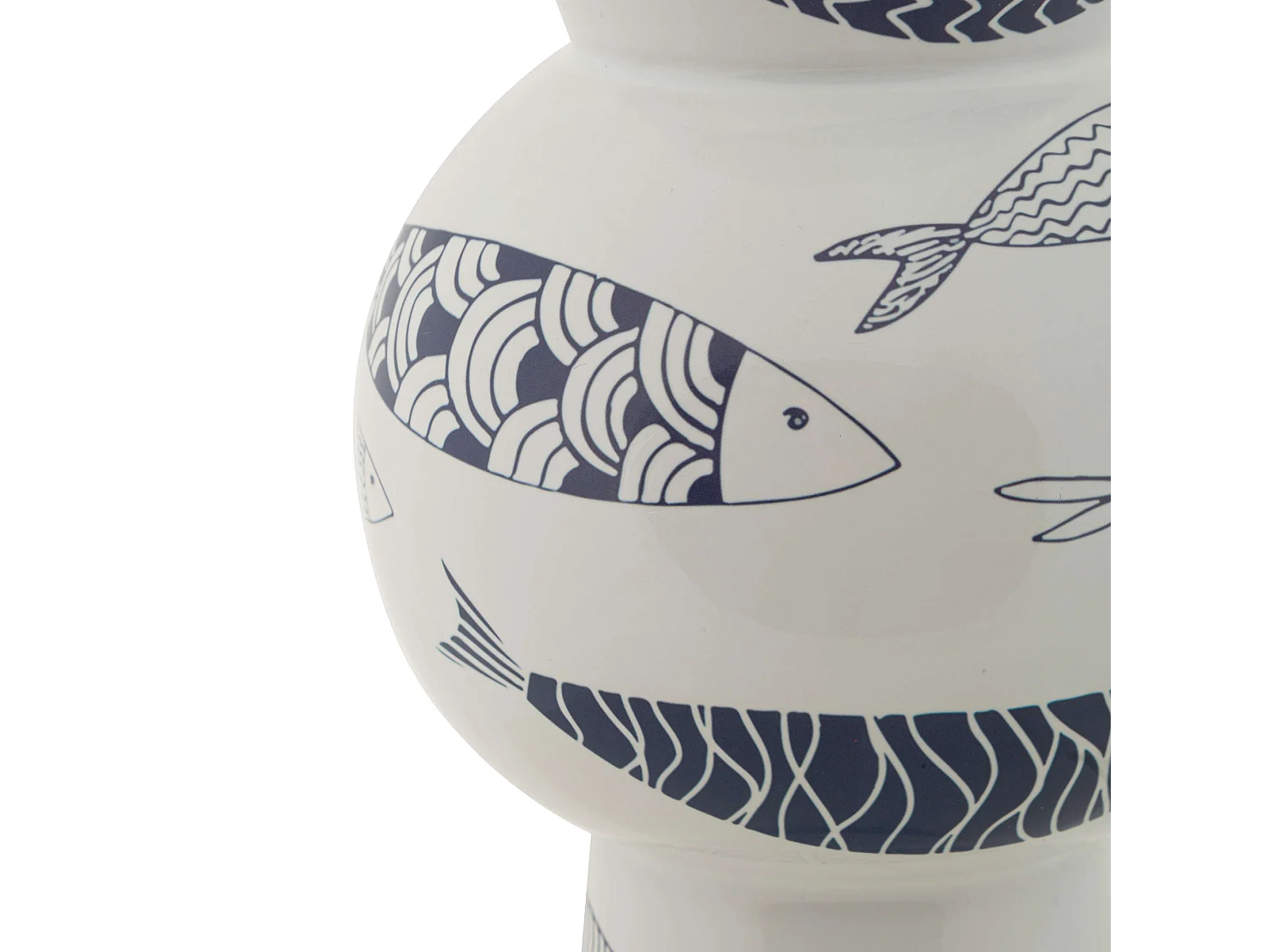 Vaso Silva, Disegni con Pesci, Bianco, Colore Struttura blu