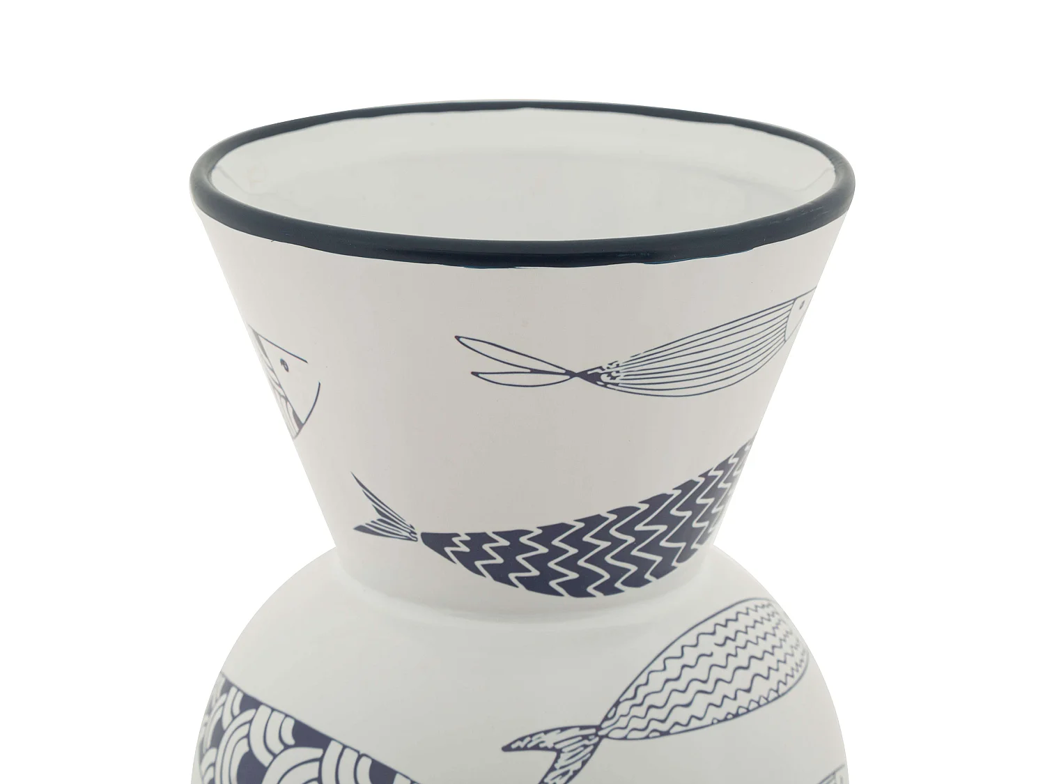 Vaso Silva, Disegni con Pesci, Bianco, Colore Struttura blu
