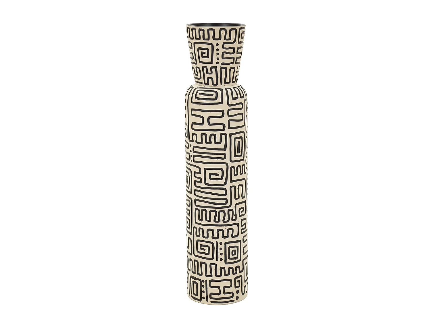 Vase Iya, Structure Noire, Blanc Crème, Diamètre 11,5 cm, Nuance Crème