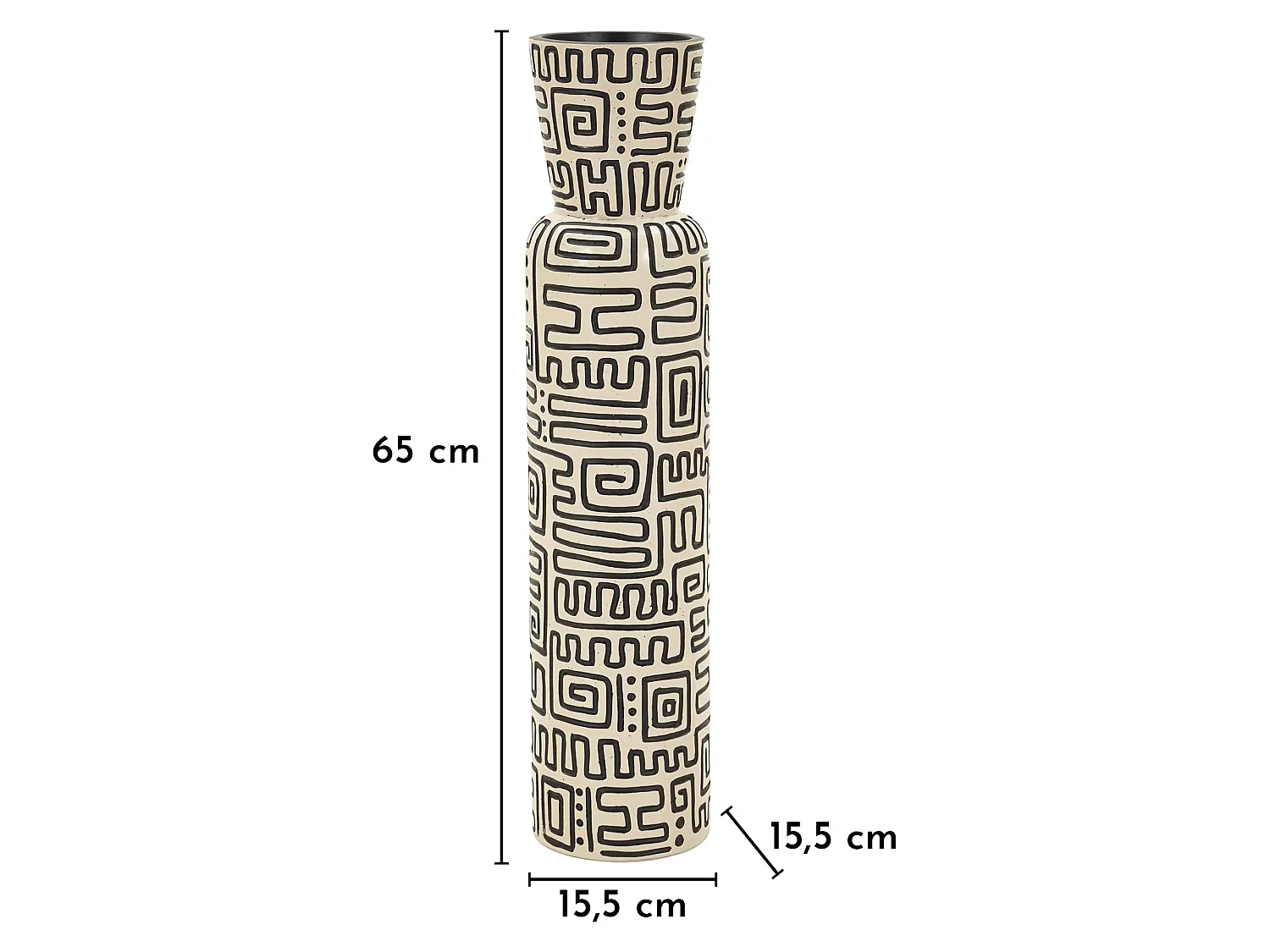 Vase Iya, Structure Noire, Blanc Crème, Diamètre 11,5 cm, Nuance Crème