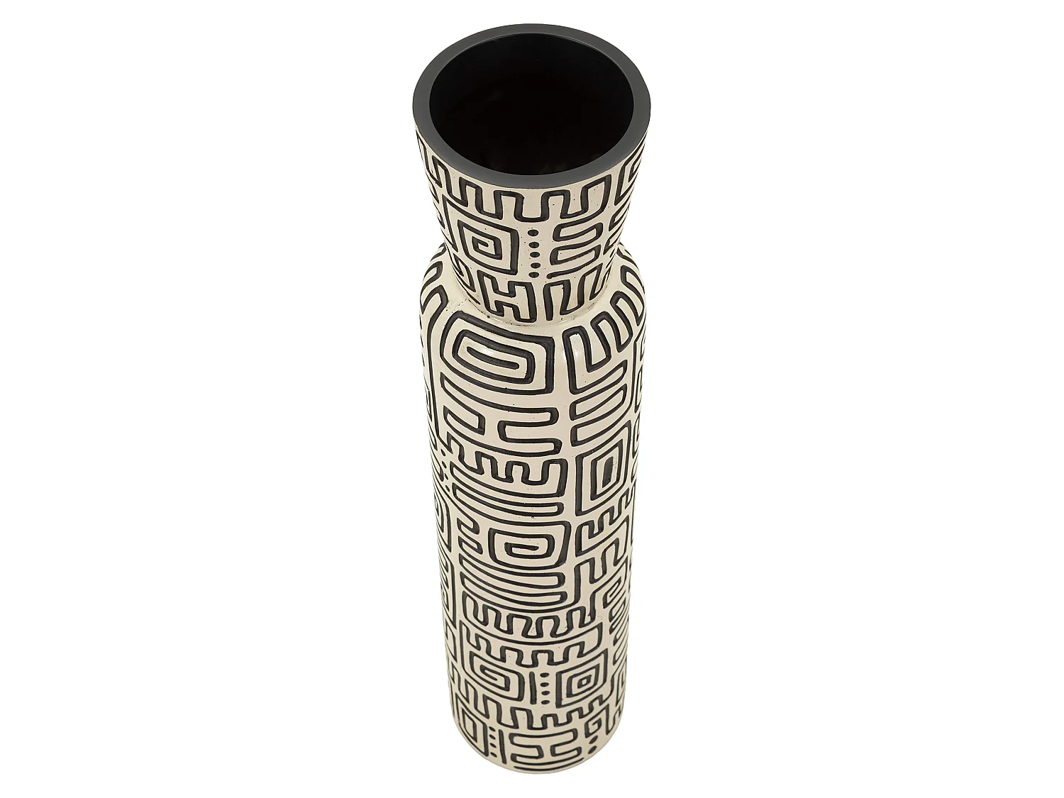 Vase Iya, Structure Noire, Blanc Crème, Diamètre 11,5 cm, Nuance Crème