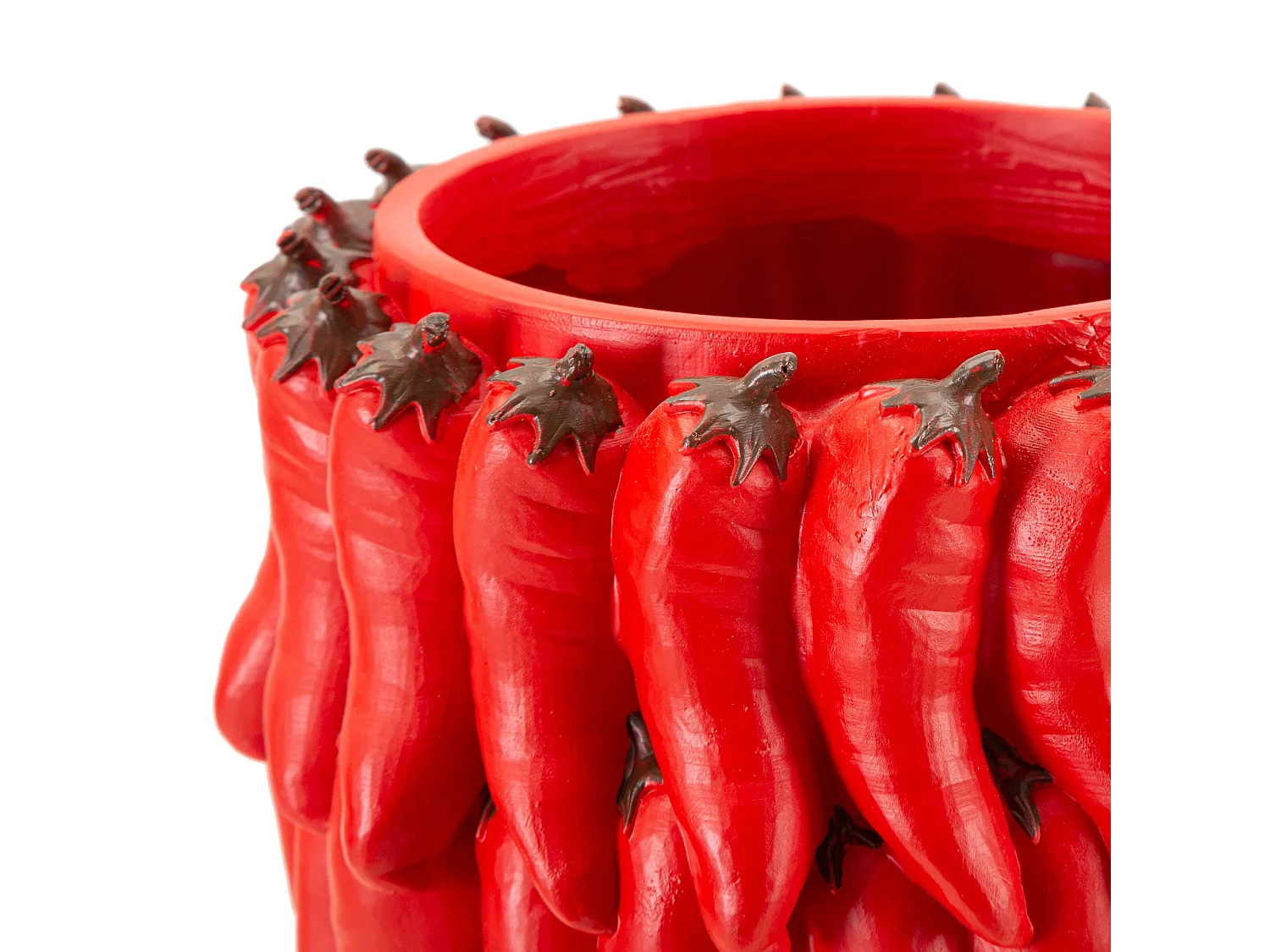 Vaso Elmo, Disegni con Peperoncini, Rosso, Diametro 13 cm