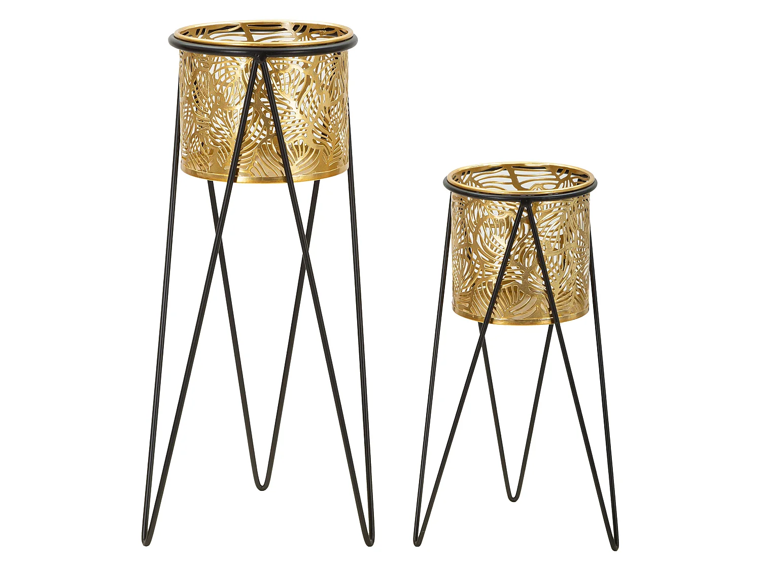 Vaso ElTocu, set 2 Vasi, Portavasi Rimovibili, oro, Colore Struttura Nero