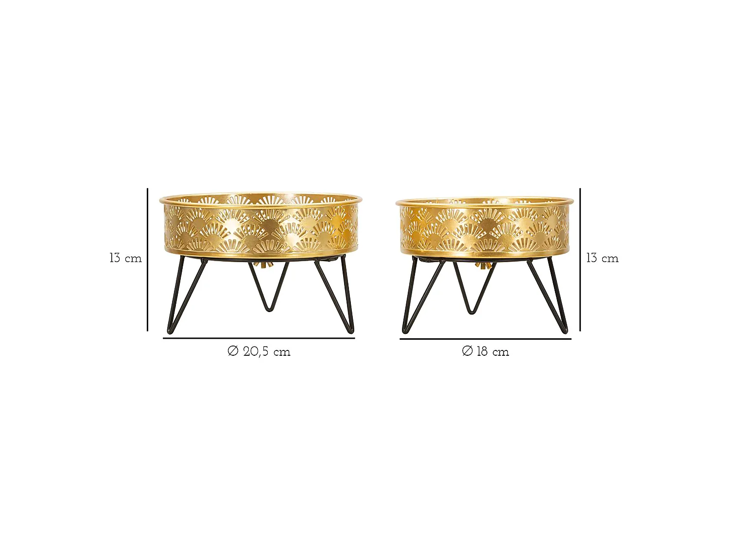 Vaso MaeHon, set 2 Vasi, Portavasi Rimovibili, oro, Colore Struttura Nero