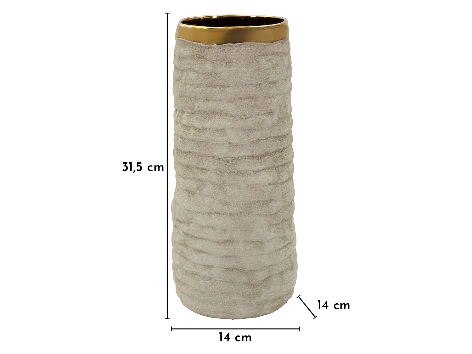 Vaso Fasimo, Finitura Naturale, Beige, Colore Struttura oro, Diametro 11 cm