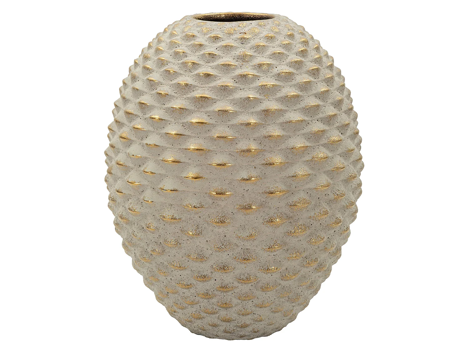 Vaso Faso, Finitura Geometrica a Rilievo, Beige, Colore Struttura oro, Diametro 7 cm