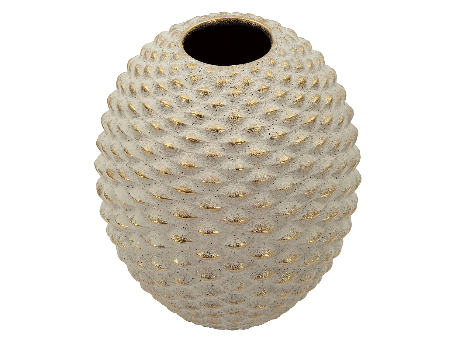 Vaso Faso, Finitura Geometrica a Rilievo, Beige, Colore Struttura oro, Diametro 7 cm