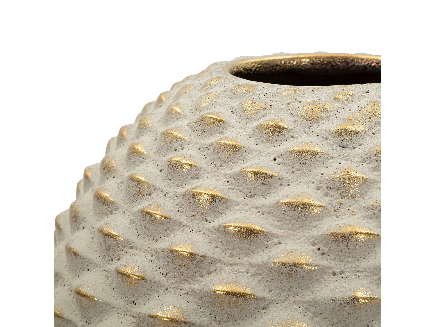 Vaso Faso, Finitura Geometrica a Rilievo, Beige, Colore Struttura oro, Diametro 7 cm