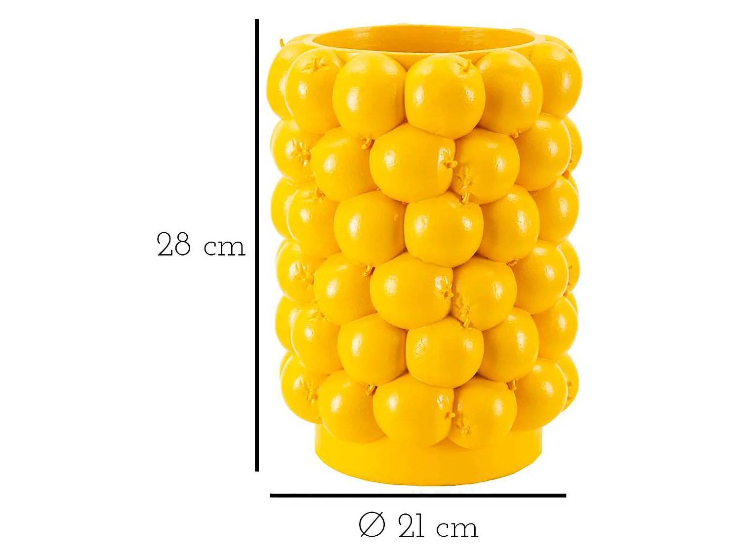 Vaso Bardo, Disegni con Limoni, Giallo, Diametro 13.5 cm