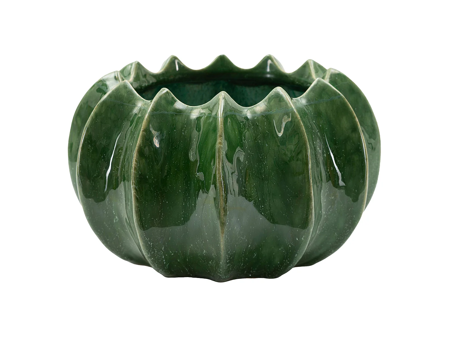 Vase Batase, Motif avec Cactus, Vert, Diamètre 13.5 cm