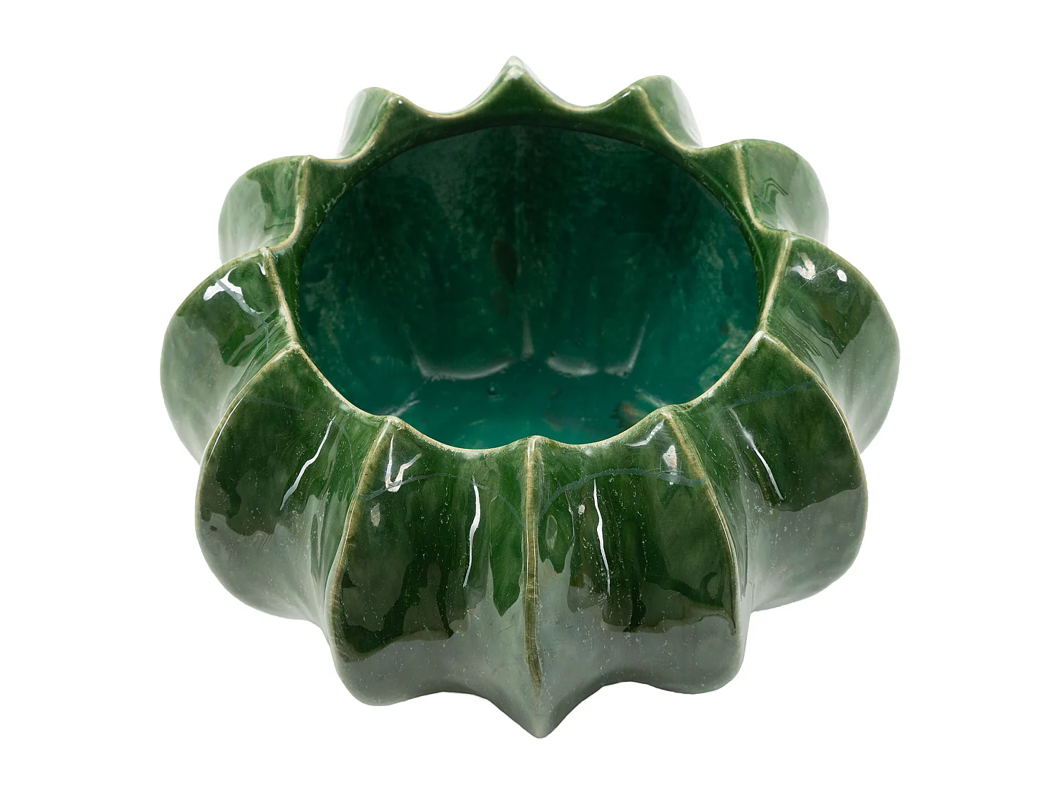 Vase Batase, Motif avec Cactus, Vert, Diamètre 13.5 cm