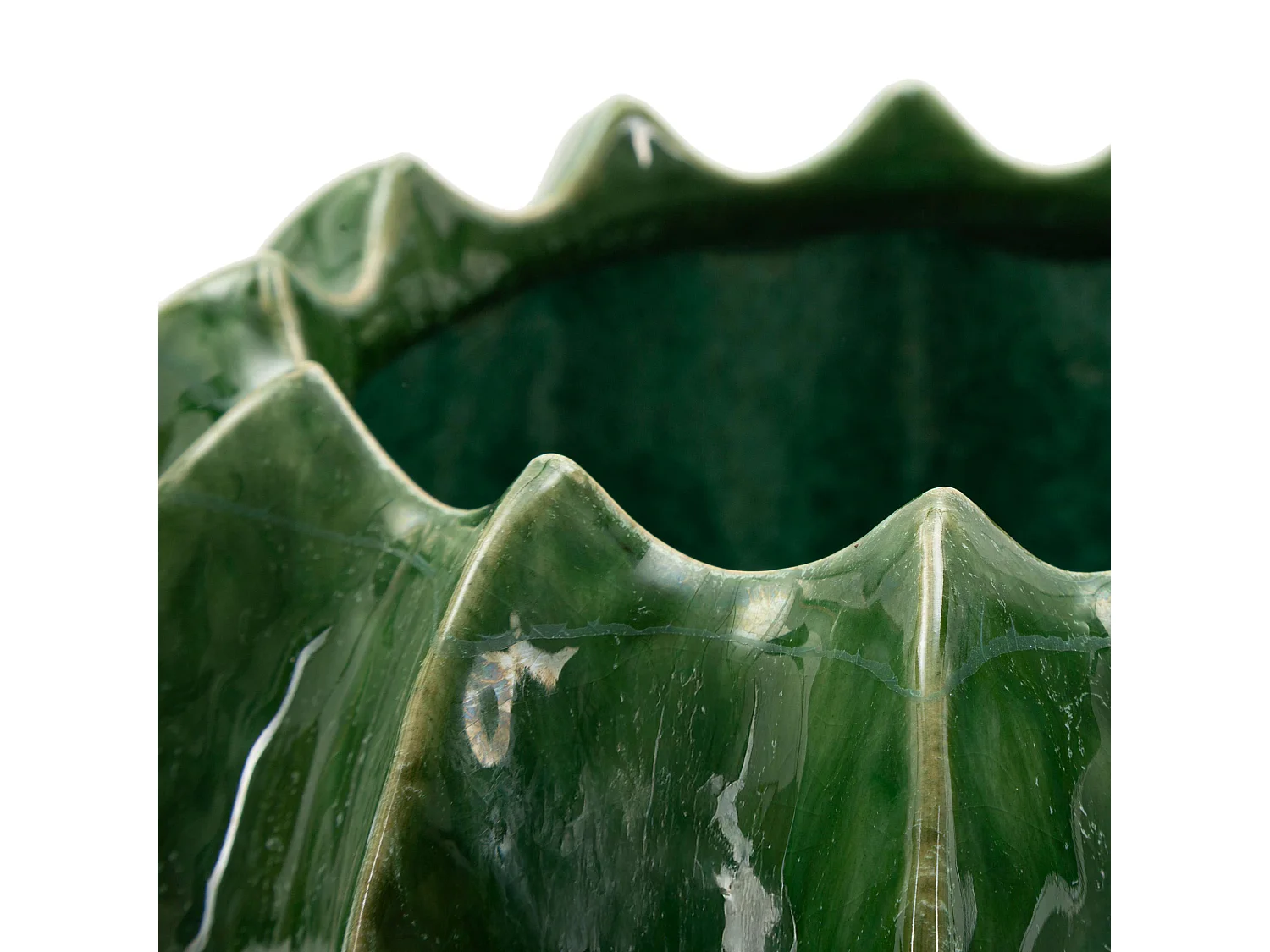 Vase Batase, Motif avec Cactus, Vert, Diamètre 13.5 cm