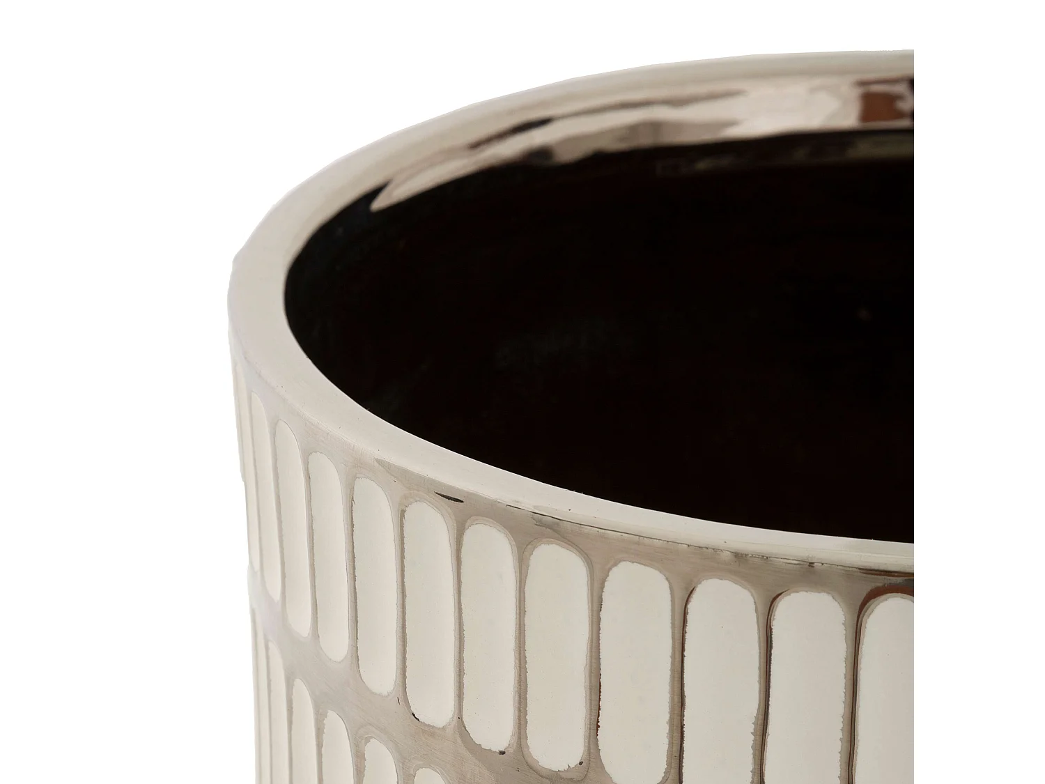 Vaso Banofa, set de 2 vases, Argent, Structure Blanche, Diamètre Grand Vase: 20 cm, Petit Vase: 16 cm