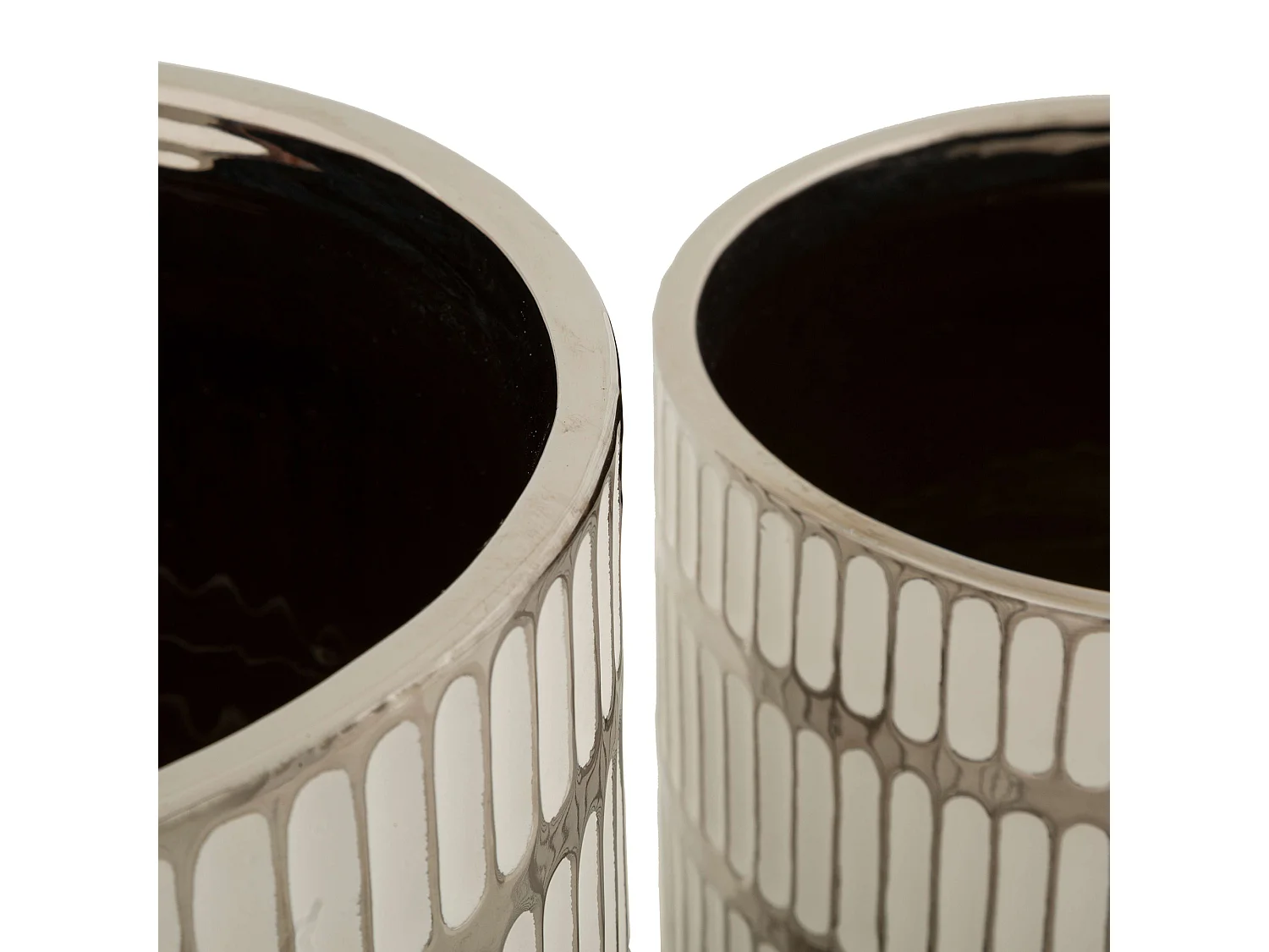 Vaso Banofa, set de 2 vases, Argent, Structure Blanche, Diamètre Grand Vase: 20 cm, Petit Vase: 16 cm