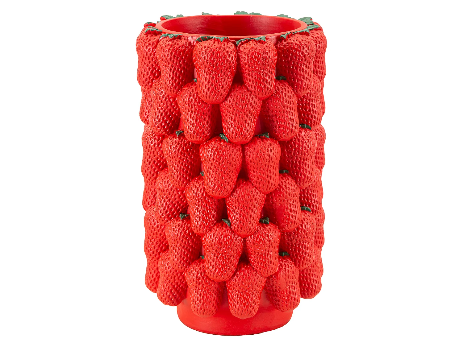 Vaso Giano, Disegni con Fragole, Rosso, Diametro 13.5 cm