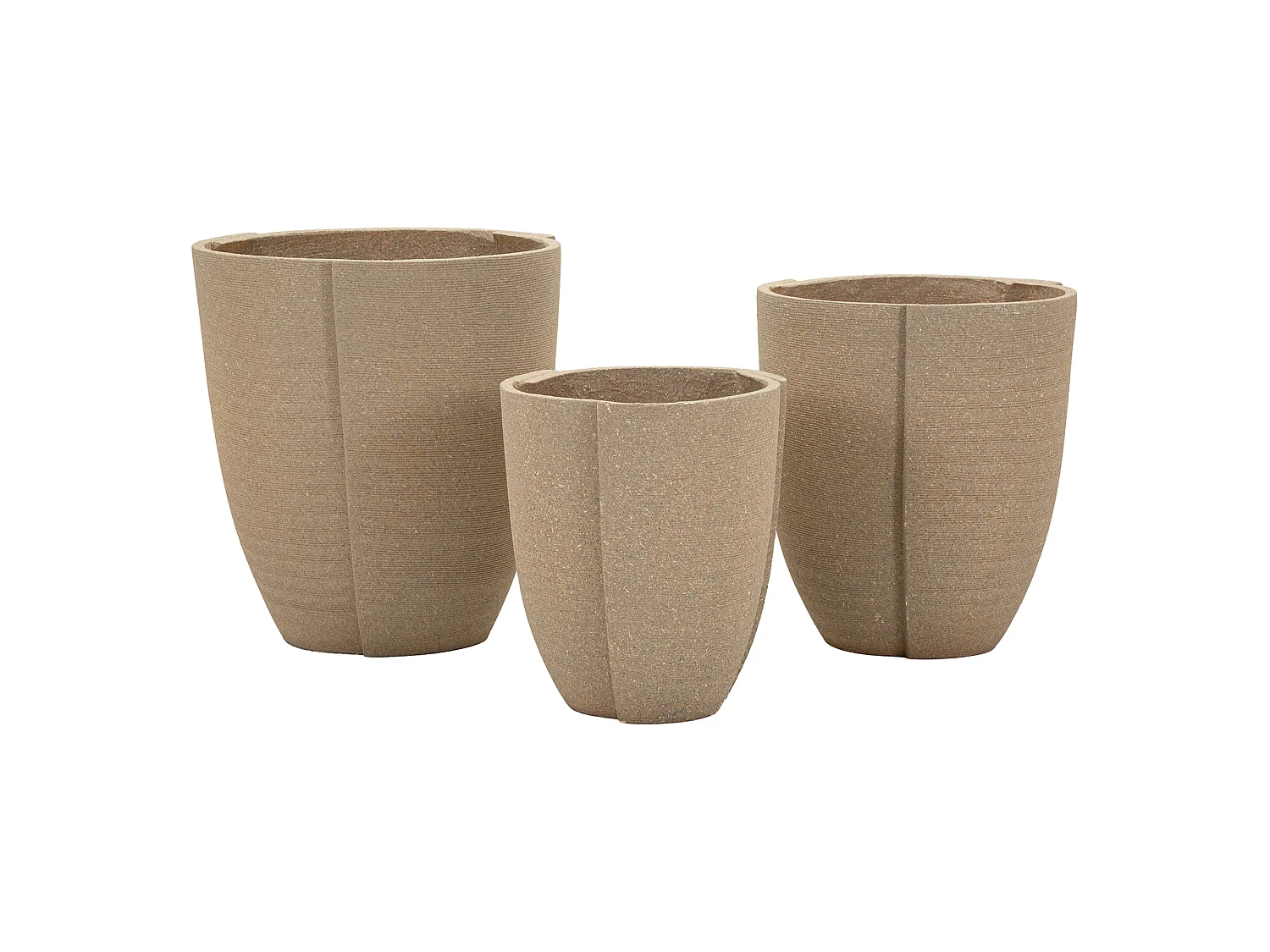 Vase Gabava, ensemble 3 vases, Marron, Diamètre Grand Vase: 39, Moyen: 33, Petit: 27 cm