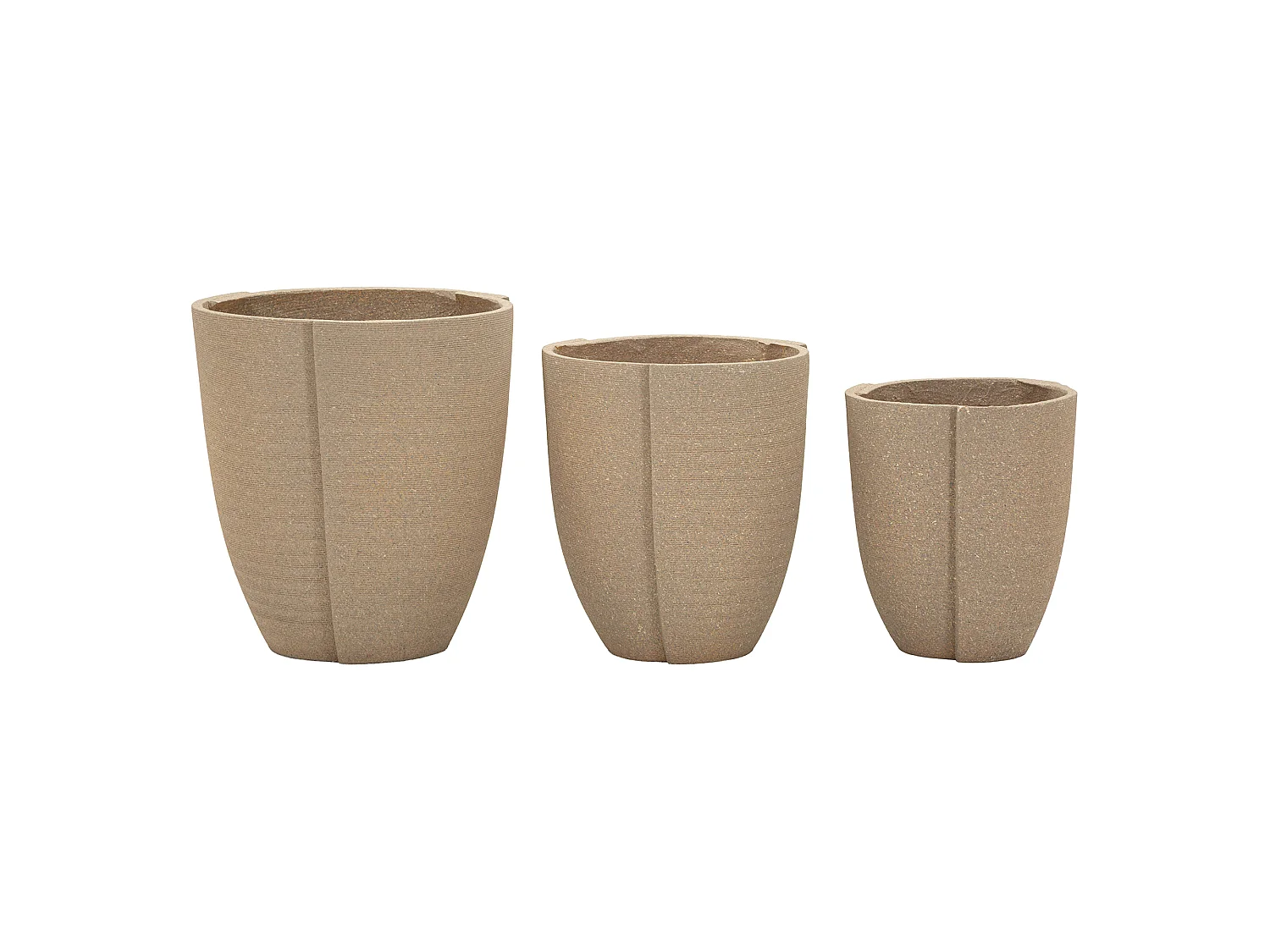 Vase Gabava, ensemble 3 vases, Marron, Diamètre Grand Vase: 39, Moyen: 33, Petit: 27 cm