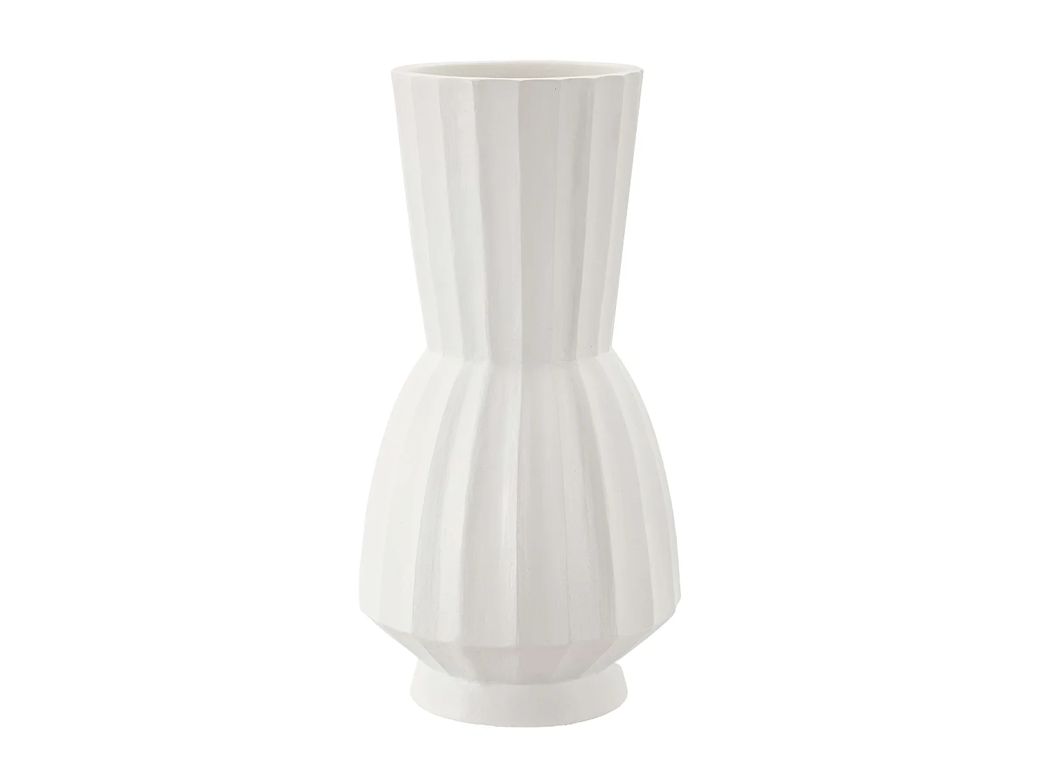 Vase Daranita, Finition Rainurée, Blanc, Diamètre 16,5 cm