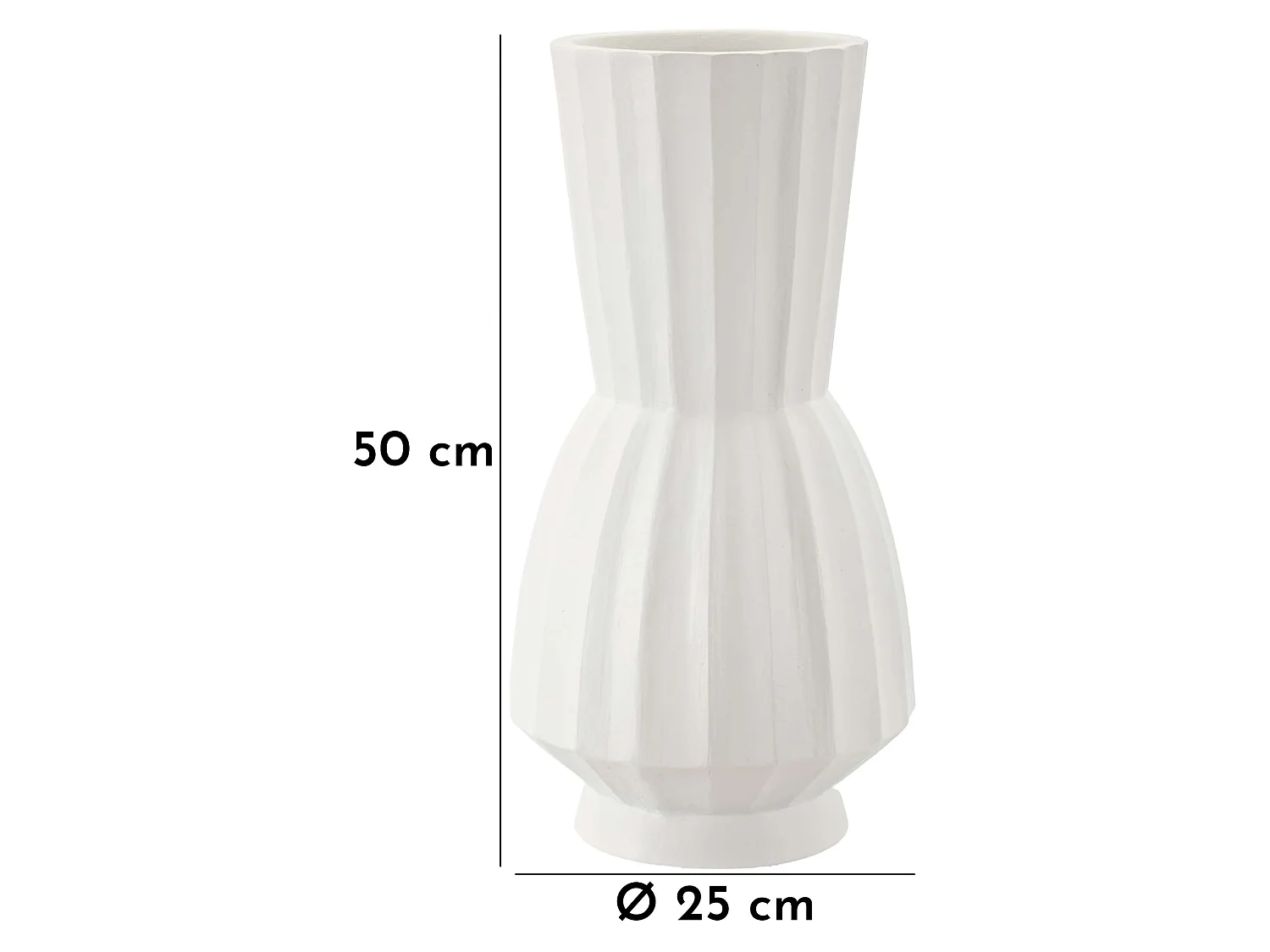 Vase Daranita, Finition Rainurée, Blanc, Diamètre 16,5 cm