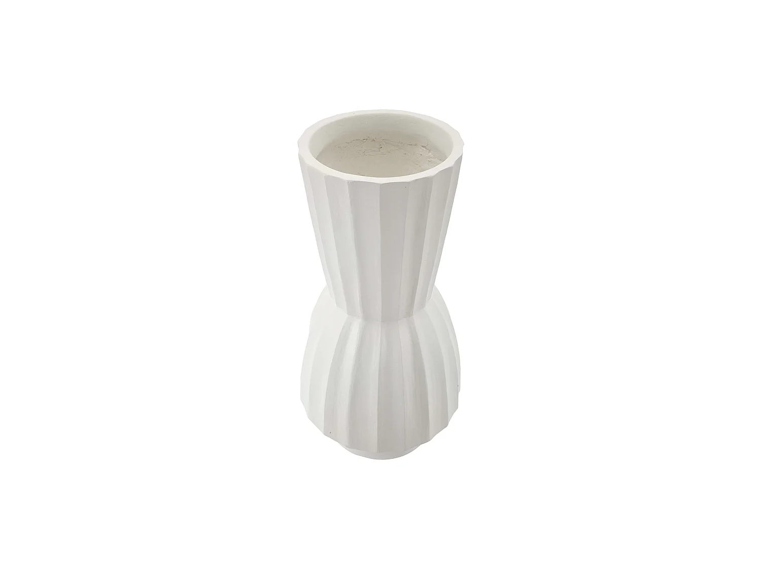 Vase Daranita, Finition Rainurée, Blanc, Diamètre 16,5 cm