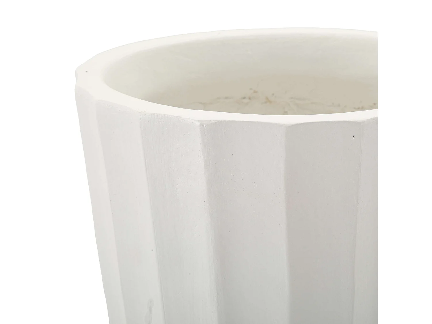 Vase Daranita, Finition Rainurée, Blanc, Diamètre 16,5 cm