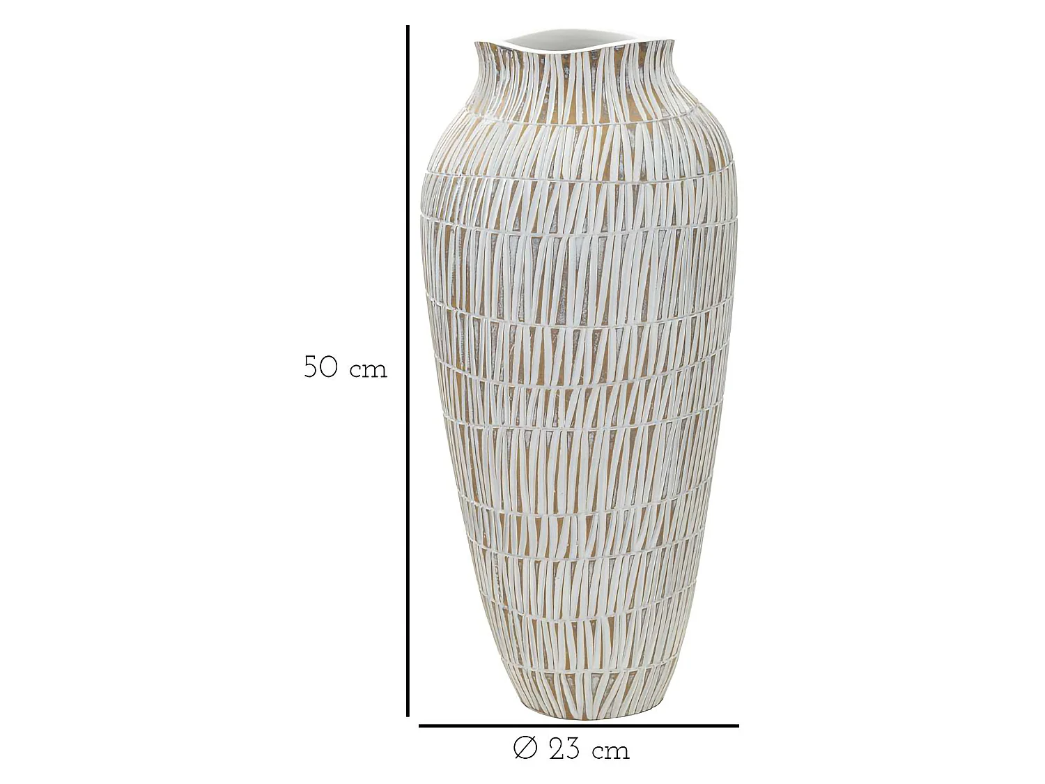 Vase Sighn, Structure Beige, Blanc, Diamètre 12 cm