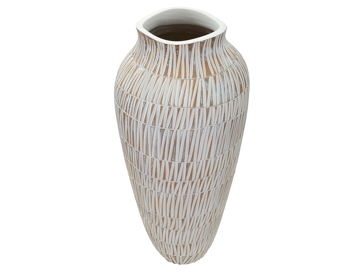 Vase Sighn, Structure Beige, Blanc, Diamètre 12 cm
