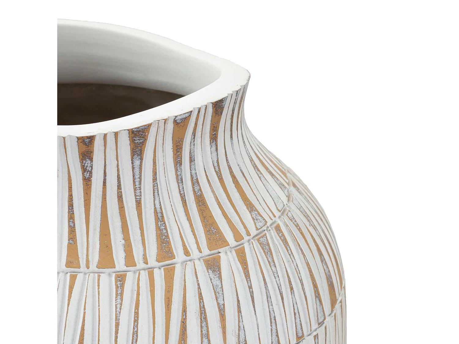 Vase Sighn, Structure Beige, Blanc, Diamètre 12 cm
