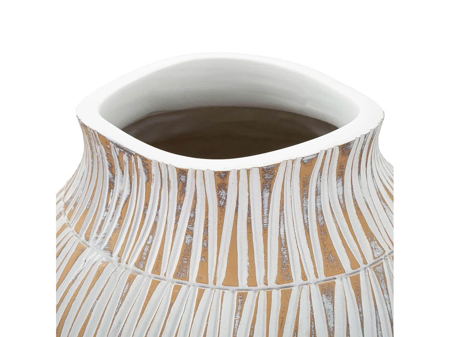 Vase Sighn, Structure Beige, Blanc, Diamètre 12 cm