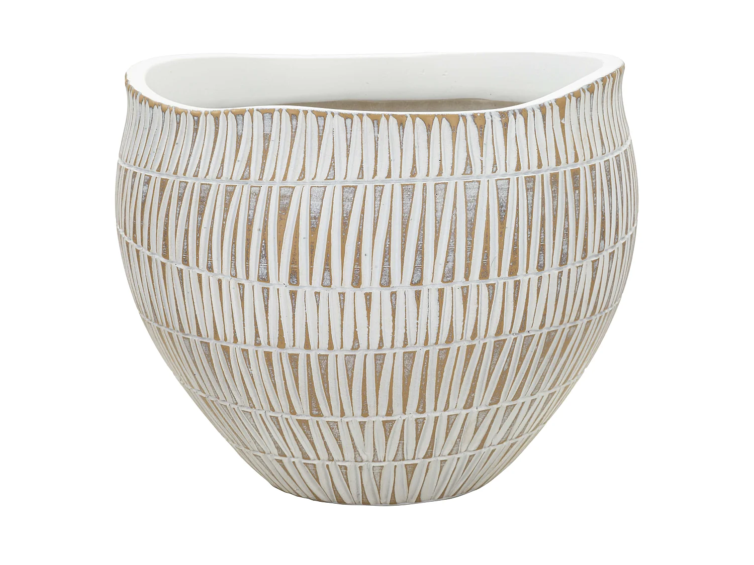 Vase Naldo, Couleur Structure Beige, Blanc, Diamètre 22 cm