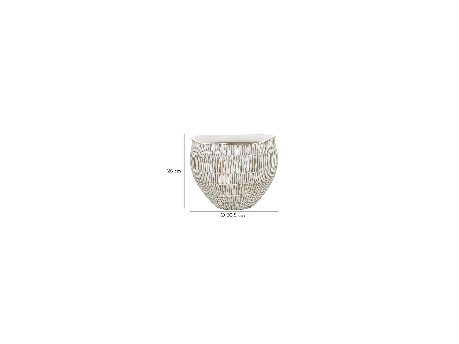 Vase Naldo, Couleur Structure Beige, Blanc, Diamètre 22 cm