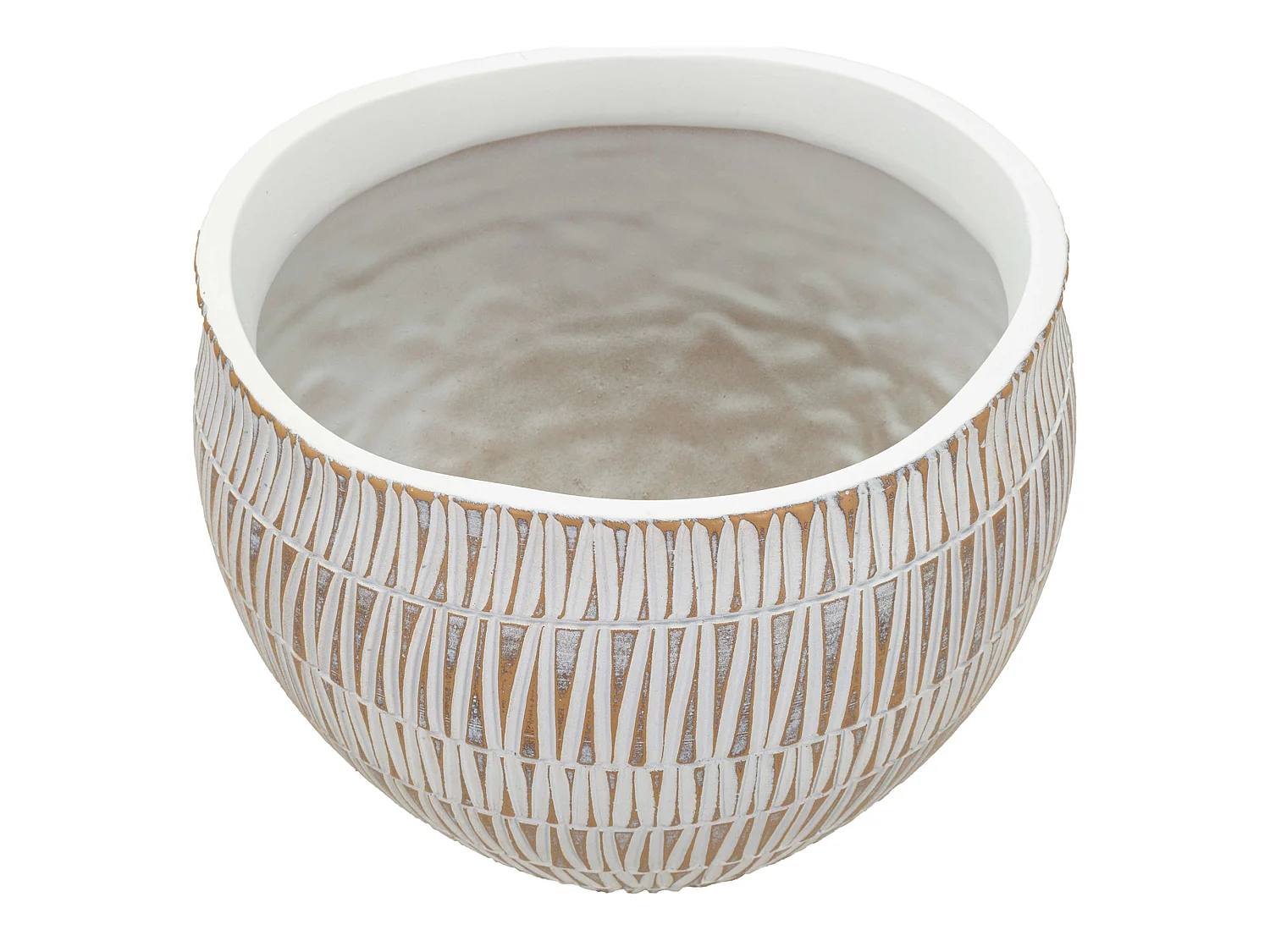 Vase Naldo, Couleur Structure Beige, Blanc, Diamètre 22 cm