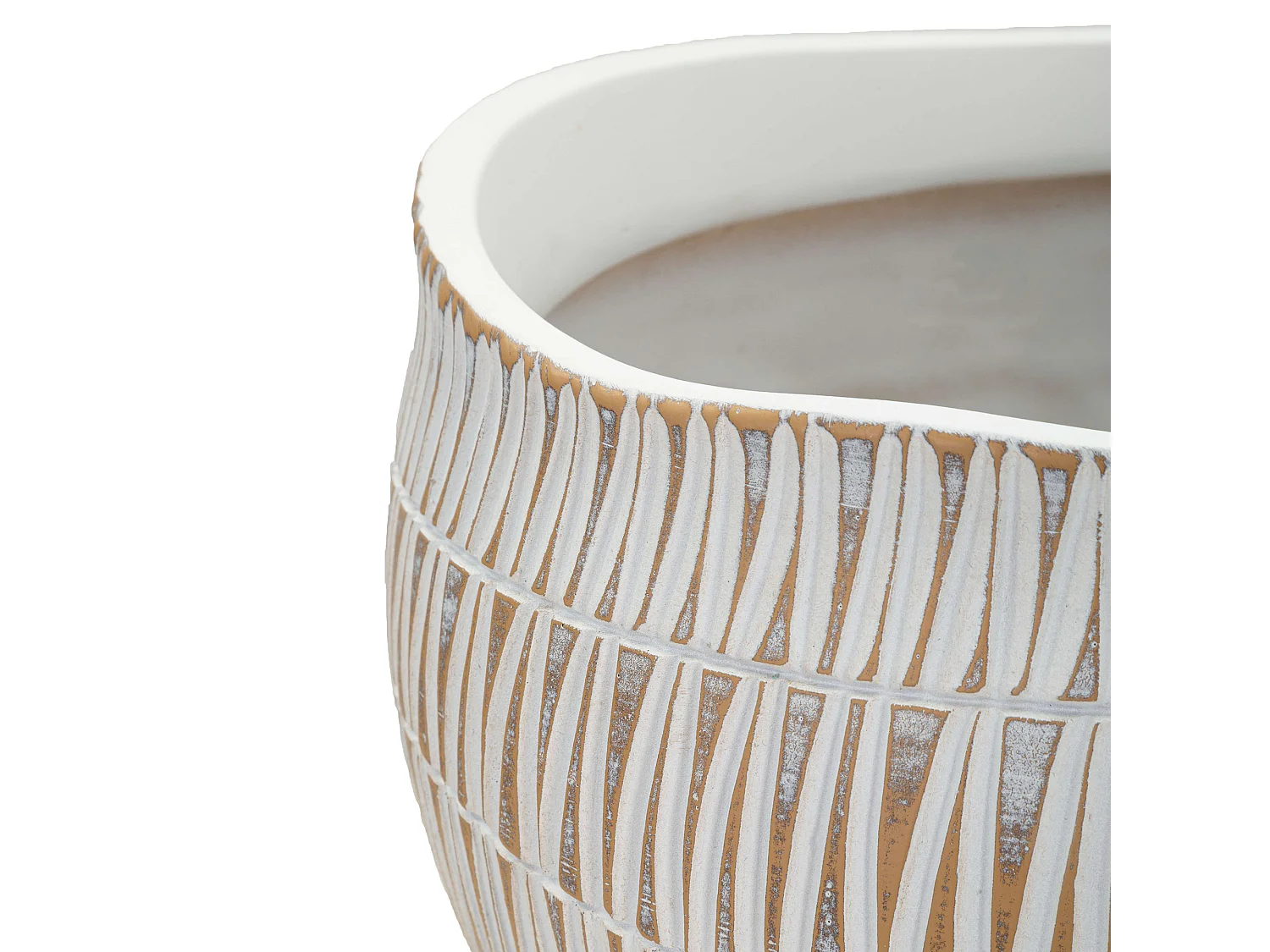 Vase Naldo, Couleur Structure Beige, Blanc, Diamètre 22 cm