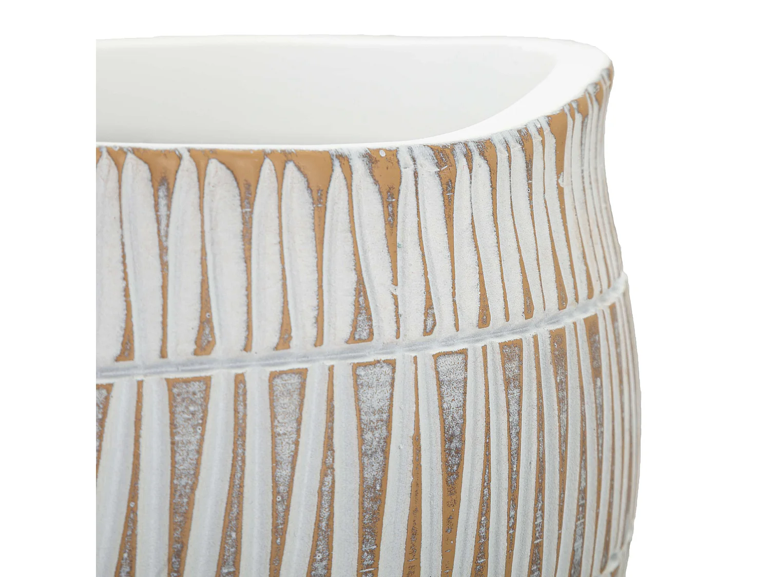 Vase Naldo, Couleur Structure Beige, Blanc, Diamètre 22 cm