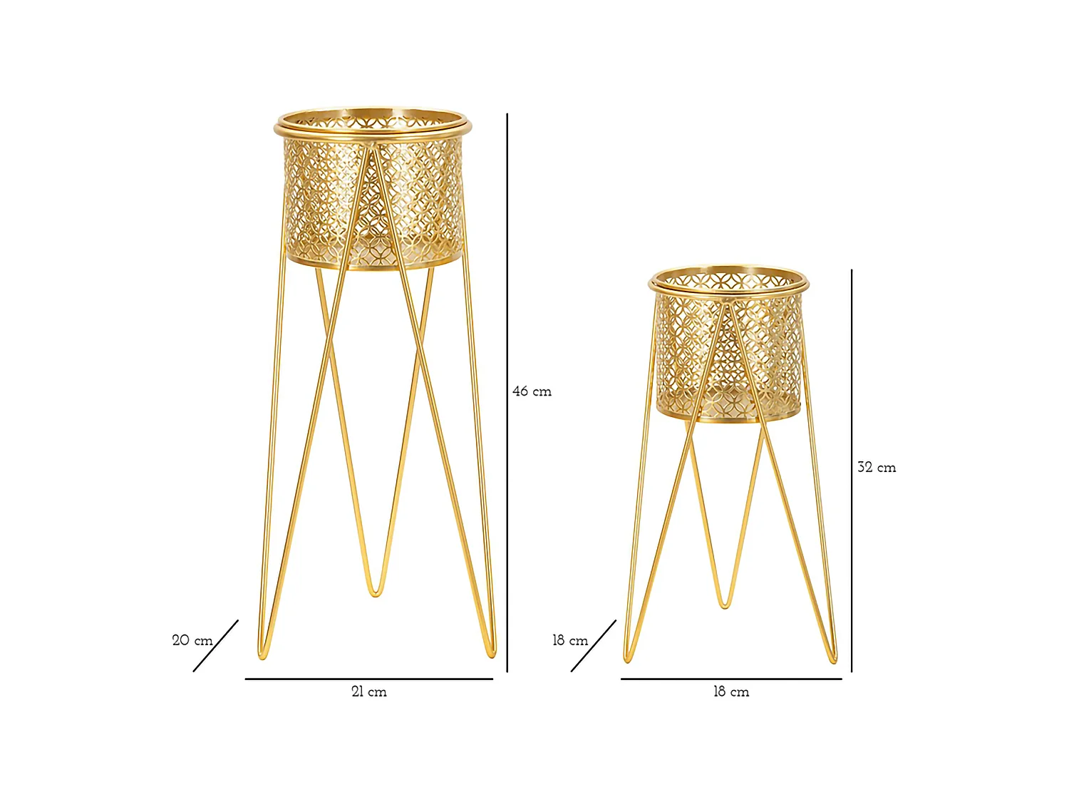 Vaso Ranya, set 2 Vasi, Portavasi Rimovibili, oro,