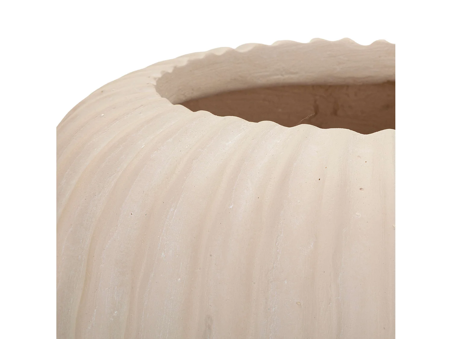 Vaso Pangni, Finitura Scanalata, Bianco Crema, Diametro 16 cm, Sfumatura Colore Struttura Crema