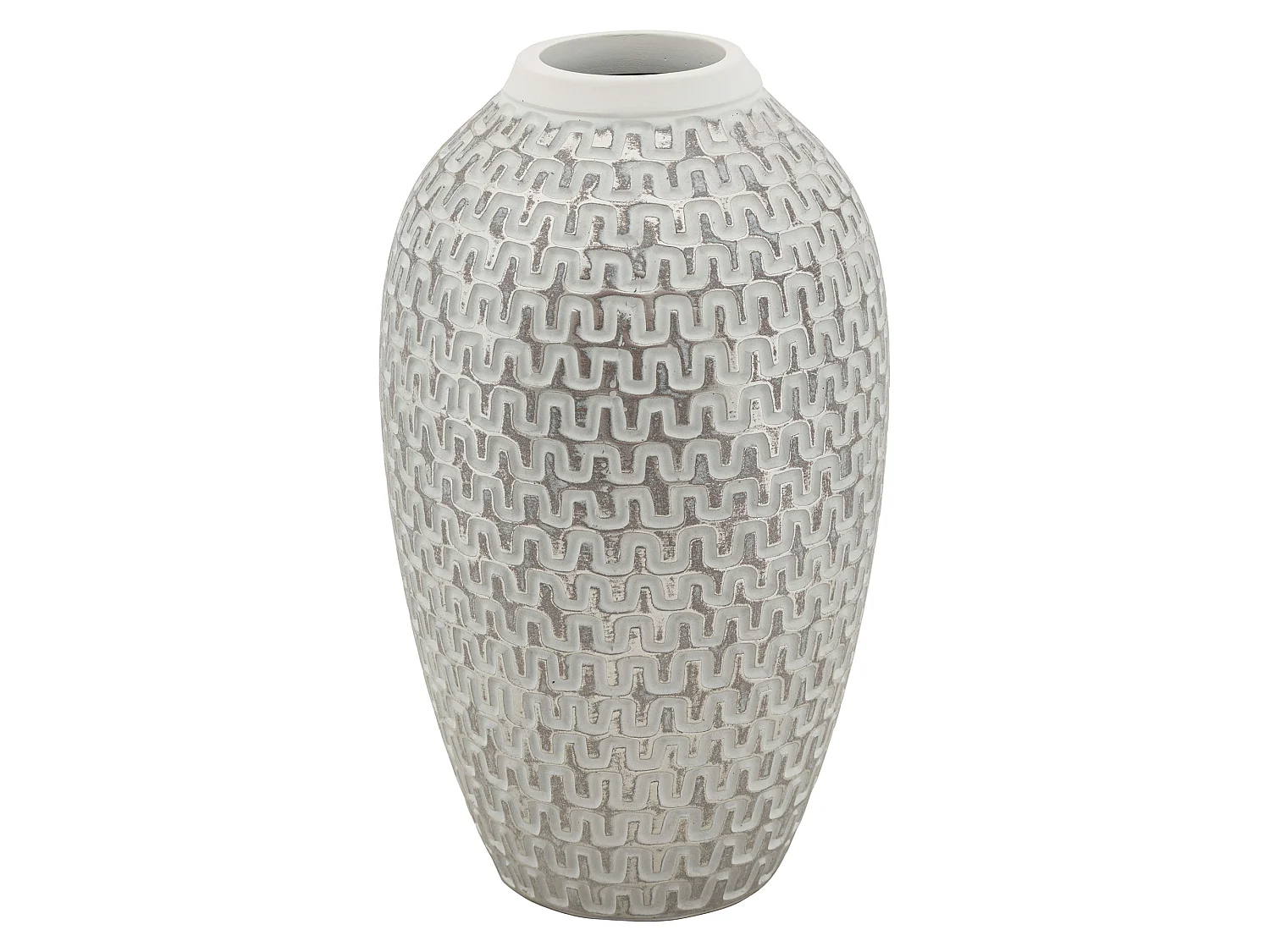 Vase Banatano, Dessins à Lignes Géométriques, Argent, Structure Blanche