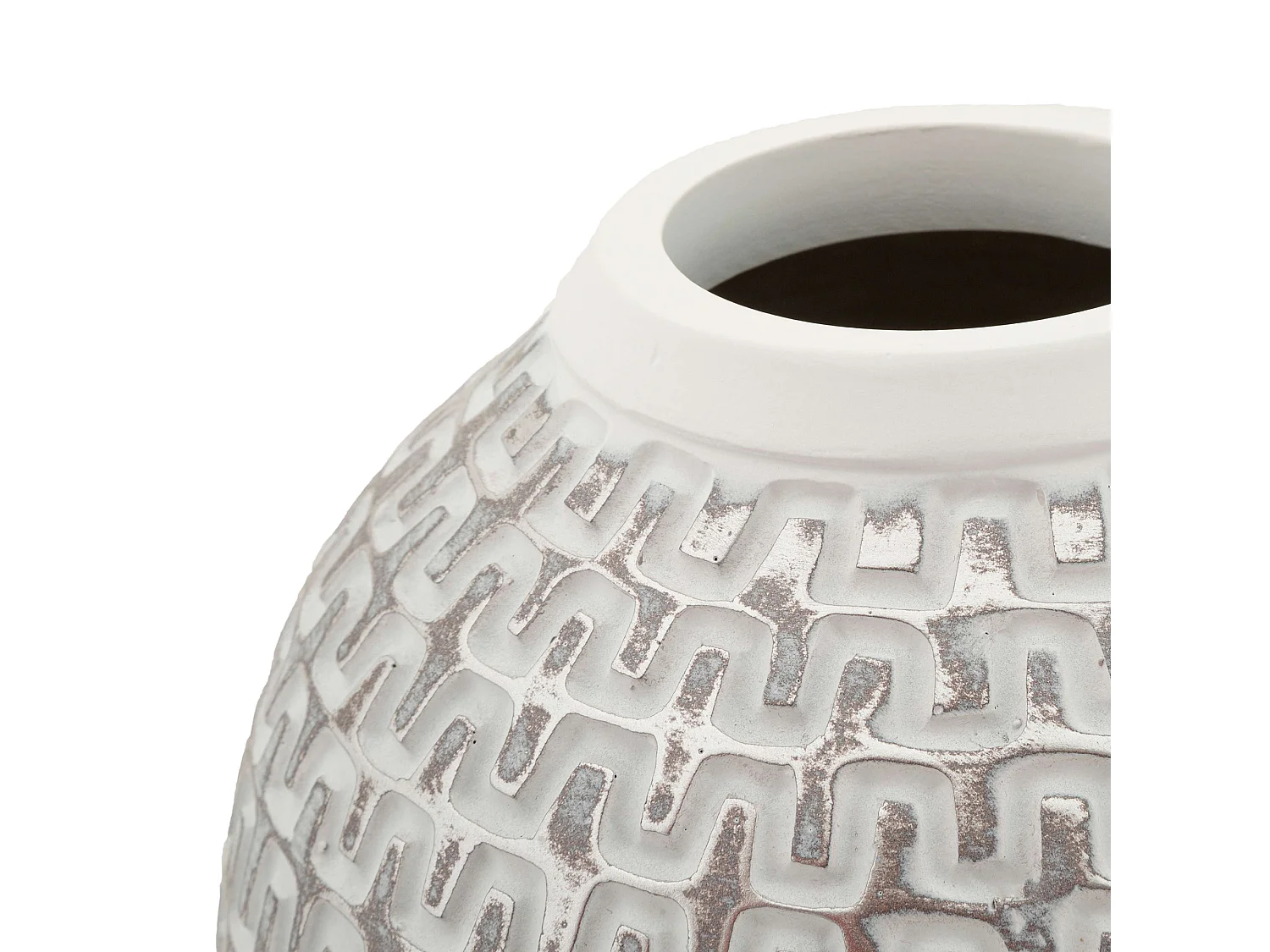 Vase Banatano, Dessins à Lignes Géométriques, Argent, Structure Blanche